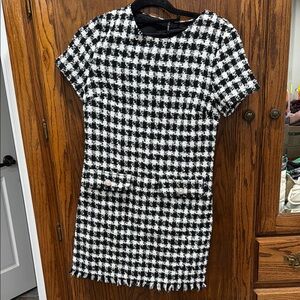 Chic Black and White Tweed Dress
